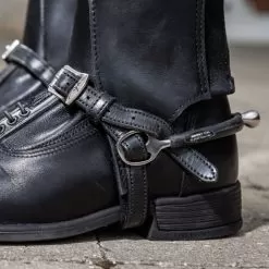 Black Leather Spur Straps
