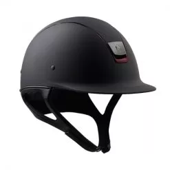Black Shadowmatt Riding Hat With Bordeaux Trim