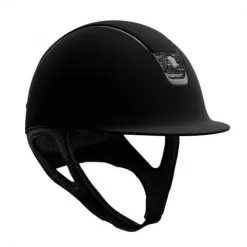 Black Shadowmatt Riding Hat With Black Crystal Fabric Blazon