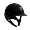 Black Shadowmatt Riding Hat With Metallic Rose Crystal Fabric Blazon