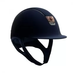 Navy Shadowmatt Riding Hat With Metallic Rose Crystal Fabric Blazon