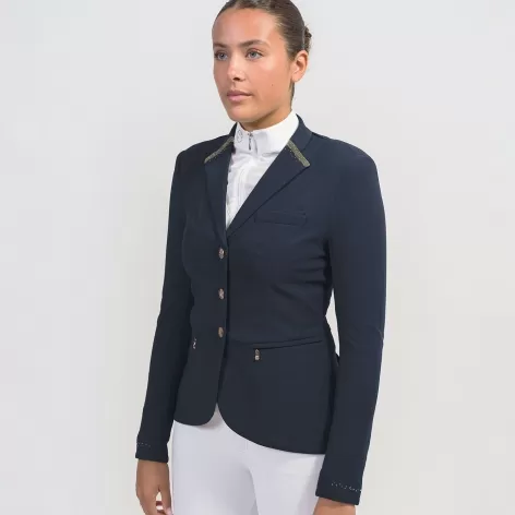Victorine Crystal Intarsia Show Jacket - Navy/Champagne 1 Victorine Crystal Intarsia Show Jacket - Navy/Champagne