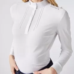 Casere Long Sleeve Show Shirt - White -Equestrian Equipment Shop VST115 3 m
