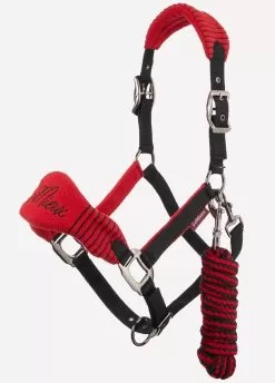 LeMieux Vogue Fleece Headcollar & Leadrope Set - Chilli/Black
