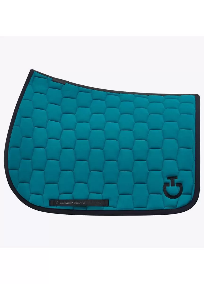 Cavalleria Toscana Quilted Jump Saddle Pad - Deep Sea Blue 1 Cavalleria Toscana Quilted Jump Saddle Pad - Deep Sea Blue