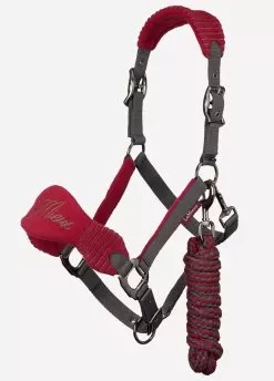 LeMieux Vogue Fleece Headcollar & Leadrope Set - Mulberry/Grey