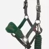 LeMieux Vogue Fleece Headcollar & Leadrope Set - Hunter Green/Grey