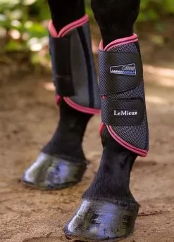LeMieux Carbon Mesh Wrap Boots - Black/Papaya -Equestrian Equipment Shop lemiex carbon mesh boot papaya 4rdy