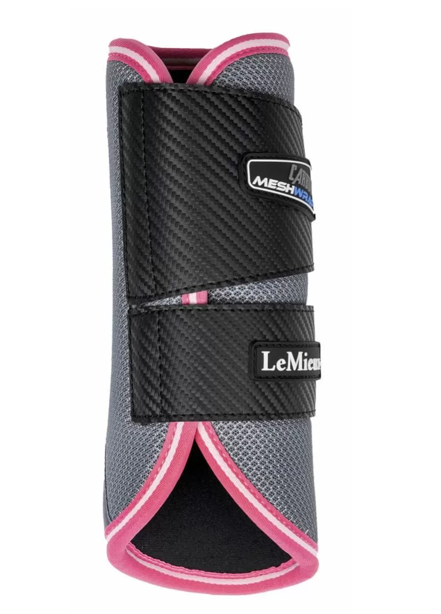 LeMieux Carbon Mesh Wrap Boots - Grey/Watermelon 2 LeMieux Carbon Mesh Wrap Boots - Grey/Watermelon - Image 2