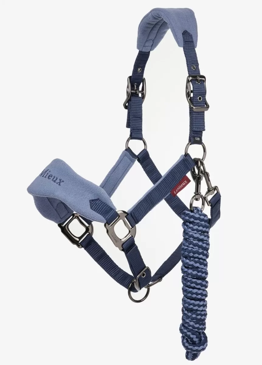 LeMieux Vogue Fleece Headcollar & Leadrope - Indigo 1 LeMieux Vogue Fleece Headcollar & Leadrope - Indigo