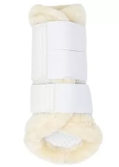 LeMieux Fleece Edged Mesh Brushing Boots - White/Natural -Equestrian Equipment Shop lmfleeceedgedbootwhite4rdy