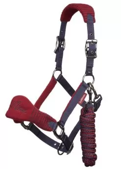 LeMieux Vogue Fleece Headcollar & Leadrope Set - Burgundy/Navy