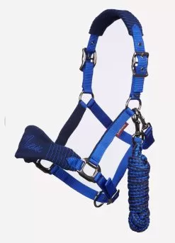 LeMieux Vogue Fleece Headcollar & Rope - Navy/Royal Blue