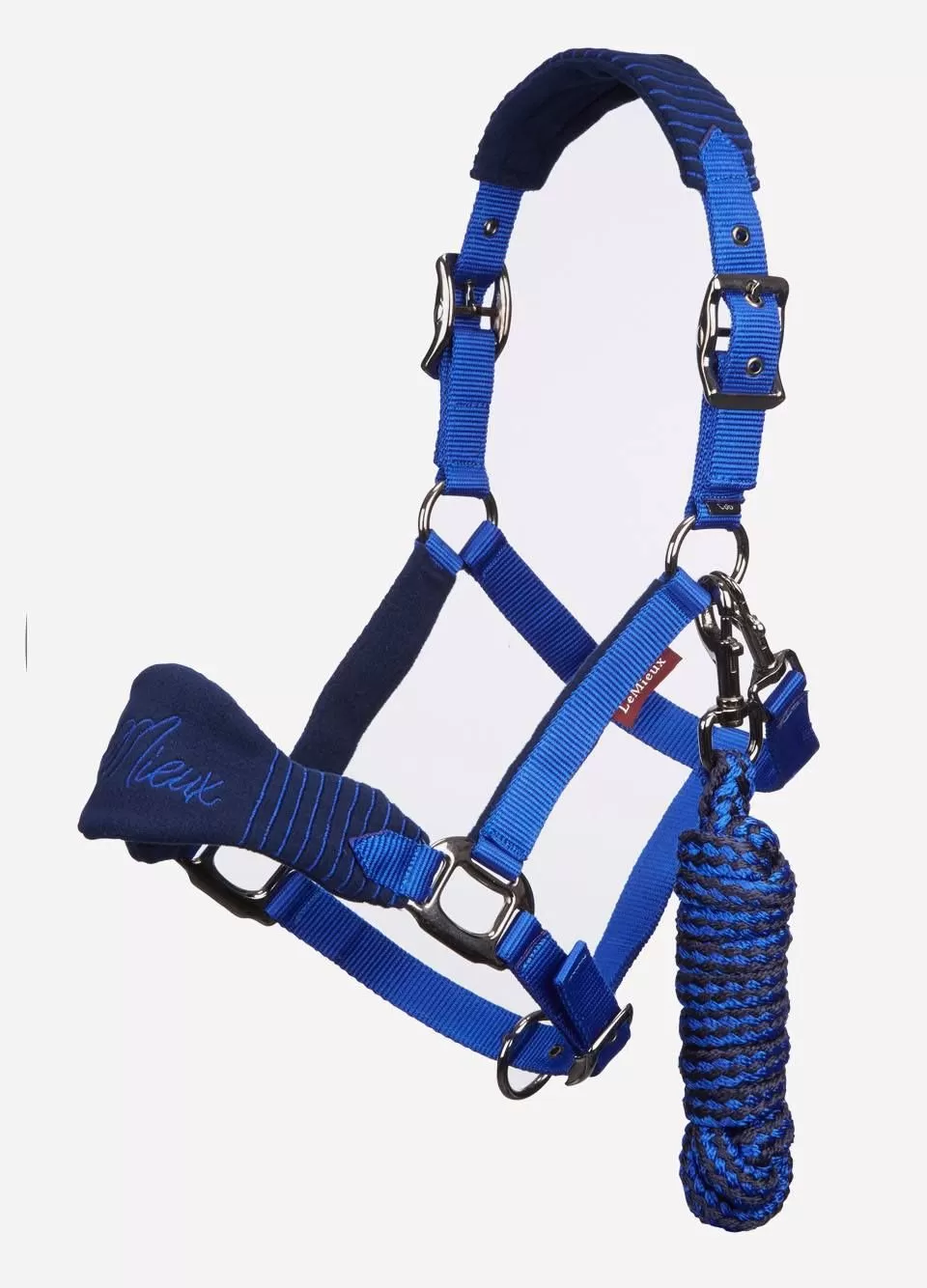LeMieux Vogue Fleece Headcollar & Rope - Navy/Royal Blue 1 LeMieux Vogue Fleece Headcollar & Rope - Navy/Royal Blue